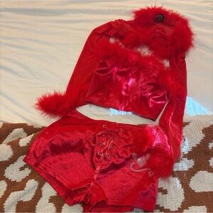 HALLOWEEN Nasty Gal Vibrant Red Feathered HALLOWEEN COSTUME